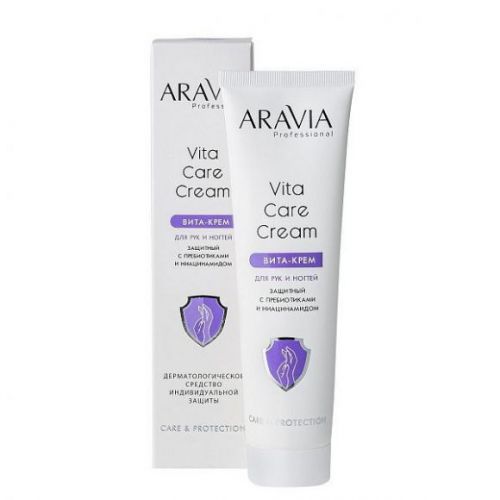 "Aravia Professional" Вита-крем для рук и ногтей защитный Vita Care Cream с пребиотиками и ниацинамидом, 100 мл