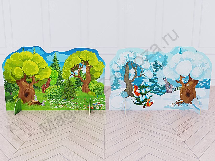 Театральная декорация "Лесная опушка" (зима-осень)
