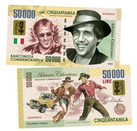 50 000 lire (лиры) — Адриано Челентано. Италия. (Adriano Celentano. Italy). Памятная банкнота. UNC Msh Oz ЯМ