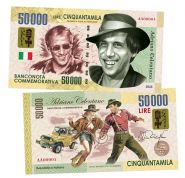 50 000 lire (лиры) — Адриано Челентано. Италия. (Adriano Celentano. Italy). Памятная банкнота. UNC Msh Oz ЯМ