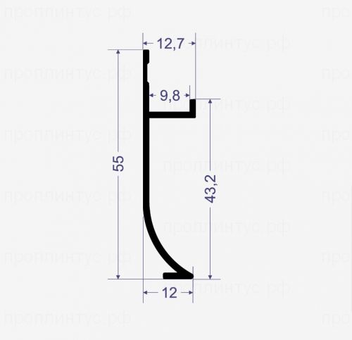 Теневой радиусный плинтус SC 9016 чёрный