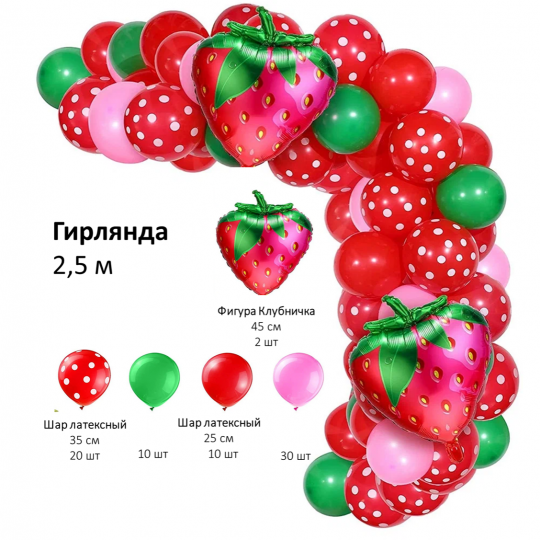 Сделай Сам гирлянда Клубничная из шаров