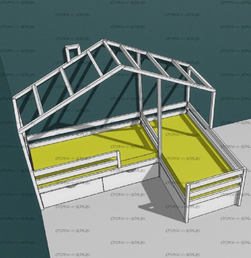 Кровать Домик угловой Fairy Land №11 (для двоих детей)