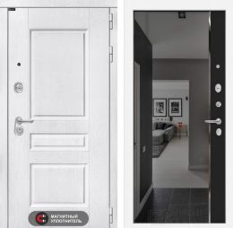 Дверь входная Лабиринт VERSAL с зеркалом Панорама с тонировкой Черный кварц