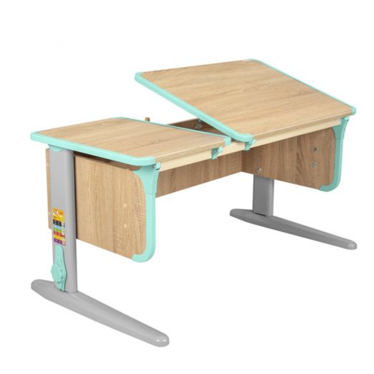 ДСУТ42-2-2-1 Растущая парта-трансформер одноместная (ЛДСП дуб, опора серый)