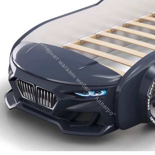 Кровать-машинка Romack Dynamic ламели+Подсветка фар Чёрная