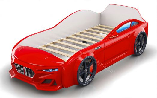 Кровать-машинка Romack Dynamic ламели+Объёмный капот Красная