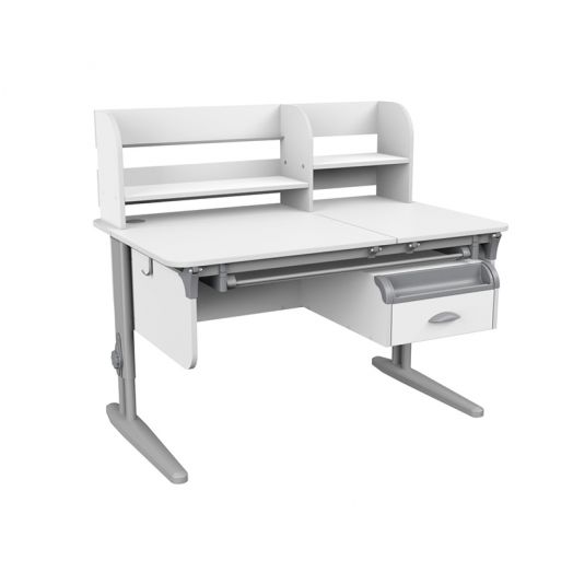 ДСУТ62-PRO-1-7-1 Растущая парта одноместная с тумбой (ЛДСП белый, опора серый)