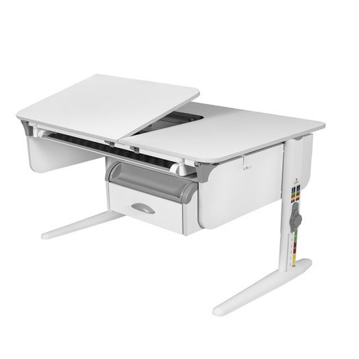 ДСУТ62-1-7-2 Растущая парта одноместная с тумбой (ЛДСП белый, опора белый)
