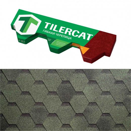 Гибкая черепица Tilercat, зеленая
