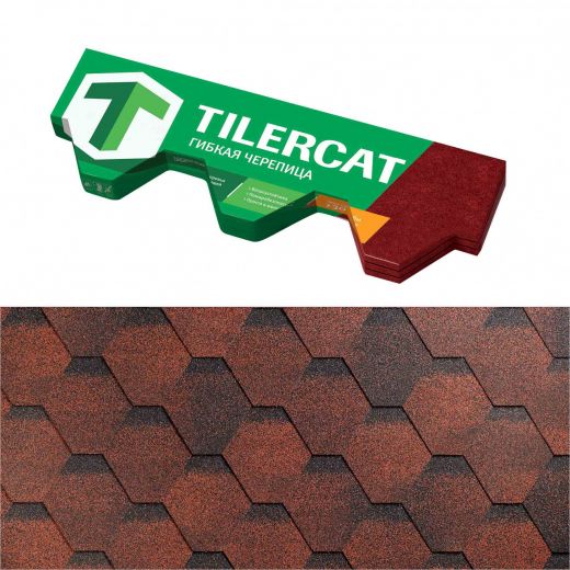 Гибкая черепица Tilercat, красная