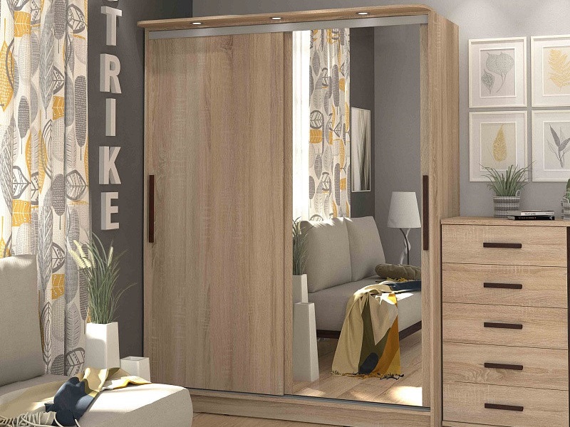Шкаф-купе Strike 1600 Сонома с зеркалом
