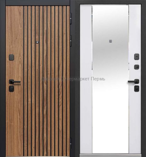 Дверь в квартиру с зеркалом Luxor 2МДФ Рейка Зеркало