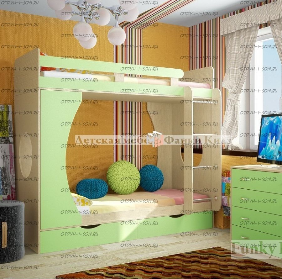 Кровать двухъярусная Фанки Кидз-2 ФМ