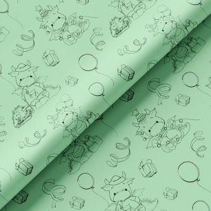 Хлопок - Силуэты дракончиков на зеленом 25x75 см limit