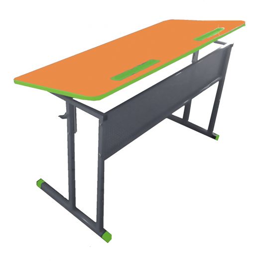 ЛСОШ-19 Стол ученический 2-местный регулируемый по высоте и наклону столешницы (ЛДСП Оранжевый)