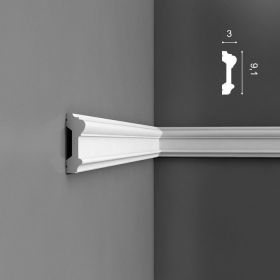 Молдинг Гладкий Orac Decor P9010 Д200хШ9.1хТ3 см Лепнина из Полиуретана / Орак Декор.