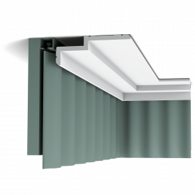 Карниз Скрытый для Штор Orac Decor С391 Д200xШ16xВ6 см Лепнина из Полиуретана / Орак Декор.