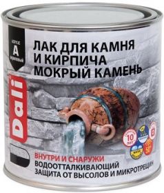 Лак Dali для Камня и Кирпича 9л Мокрый Камень Органорастворимый для Внутренних и Наружных Работ / Дали Мокрый Камень.
