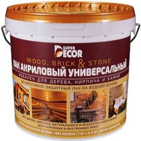 Лак Универсальный Super Decor 10кг Акриловый, Бесцветный для Внутренних и Наружных Работ без Запаха / Супер Декор.