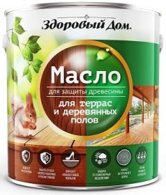 Масло для Защиты Террас и Деревянных Полов Здоровый Дом 0.75л Махагон для Внутренних и Наружных Работ.