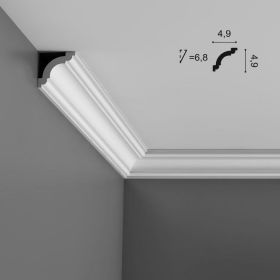 Карниз Гладкий Orac Decor CX124 Д200xШ4.9xВ4.9 см Лепнина из Дюрополимера / Орак Декор.