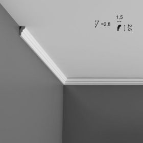 Карниз Гладкий Orac Decor CX111 Д200xШ1.5xВ2.6 см Лепнина из Дюрополимера / Орак Декор.