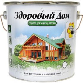Средство для Защиты Древесины Здоровый Дом 2.7л Бесцветный, Алкидная для Внутренних и Наружных Работ.