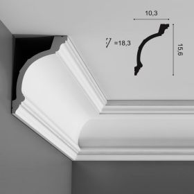 Карниз Гладкий Orac Decor С217 Д200xШ10.3xВ15.6 см Лепнина из Полиуретана / Орак Декор.