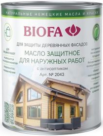 Масло Защитное Biofa 2043 2.5л 4319 Кофе для Наружных Работ с Антисептиком / Биофа 2043.