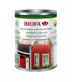 Лазурь Водная Универсальная Biofa 5075 0.4л 7523 Полуматовая для Наружных и Внутренних Работ / Биофа.