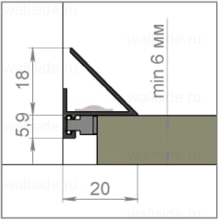 Микроплинтус щелевой угловой, 6 метров