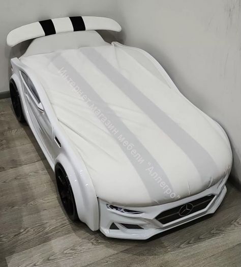 Кровать-Машинка Baby-M 150*70 см с подъёмным механизмом + ящик + Орто Матрас, желтая