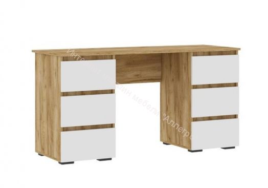 Письменный стол "Хелен" ПС 02 (Дуб крафт золотой/Белый шагрень)