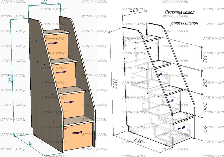 Лестница-комод универсальная Ярофф (83.4х40х135.2)