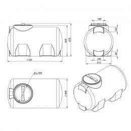 Чертеж. Емкость H 300 литров черный