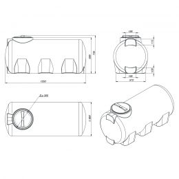 Чертеж. Емкость H 500 литров пластиковая