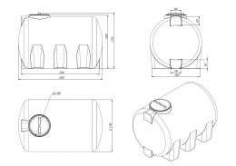 Чертеж. Емкость H 2000 литров пластиковая зеленая