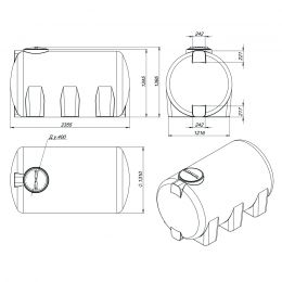 Чертеж. Емкость H 3000 литров пластиковая черная