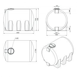 Чертеж. Емкость H 5000 литров пластиковая черная