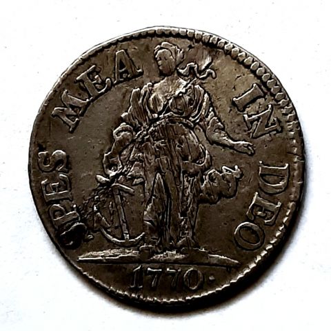 Серебряный дуит 1770 Оверэйссел RARE Нидерланды AUNC - XF