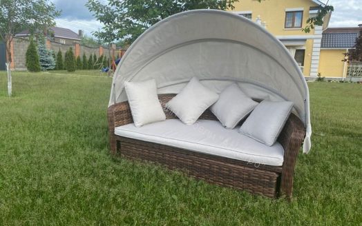 Диван-трансформер Violetta (шезлонг-трансформер) с подушками ротанг искусственный, Коричневый