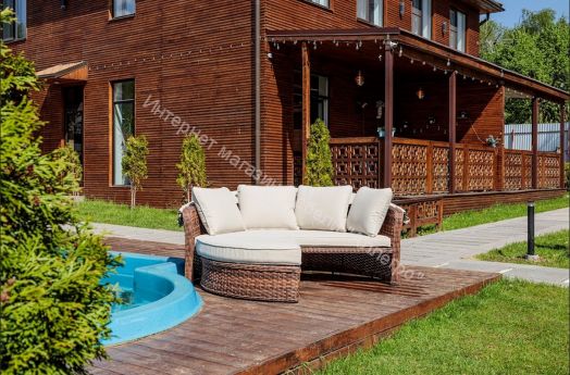 Диван-трансформер Violetta (шезлонг-трансформер) с подушками ротанг искусственный, Коричневый