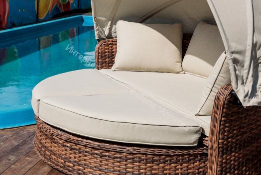 Диван-трансформер Violetta (шезлонг-трансформер) с подушками ротанг искусственный, Коричневый