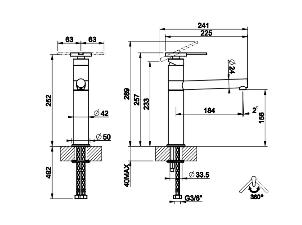 Смеситель для кухонной мойки Gessi Officine V 60207 схема 2