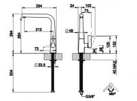 Кухонный смеситель Gessi Proton 17175/17177 схема 3