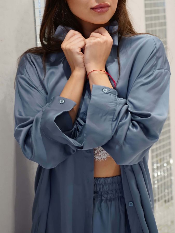 Брюки из бамбука синие