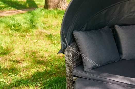 Диван-трансформер Violetta (шезлонг-трансформер) с подушками ротанг искусственный, Серый