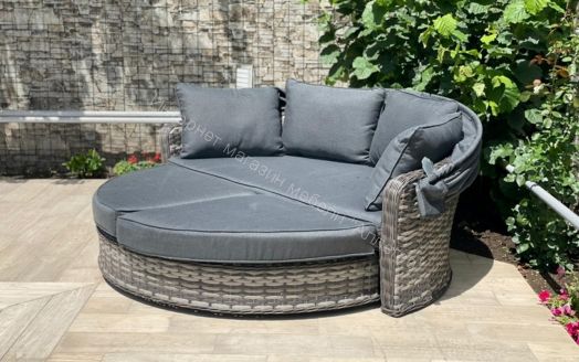 Диван-трансформер Violetta (шезлонг-трансформер) с подушками ротанг искусственный, Серый