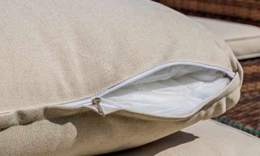 Комплект GRAND VICKY (диван + пуф + кресло + стол со стеклом) с подушками, ротанг искусственный, Коричневый